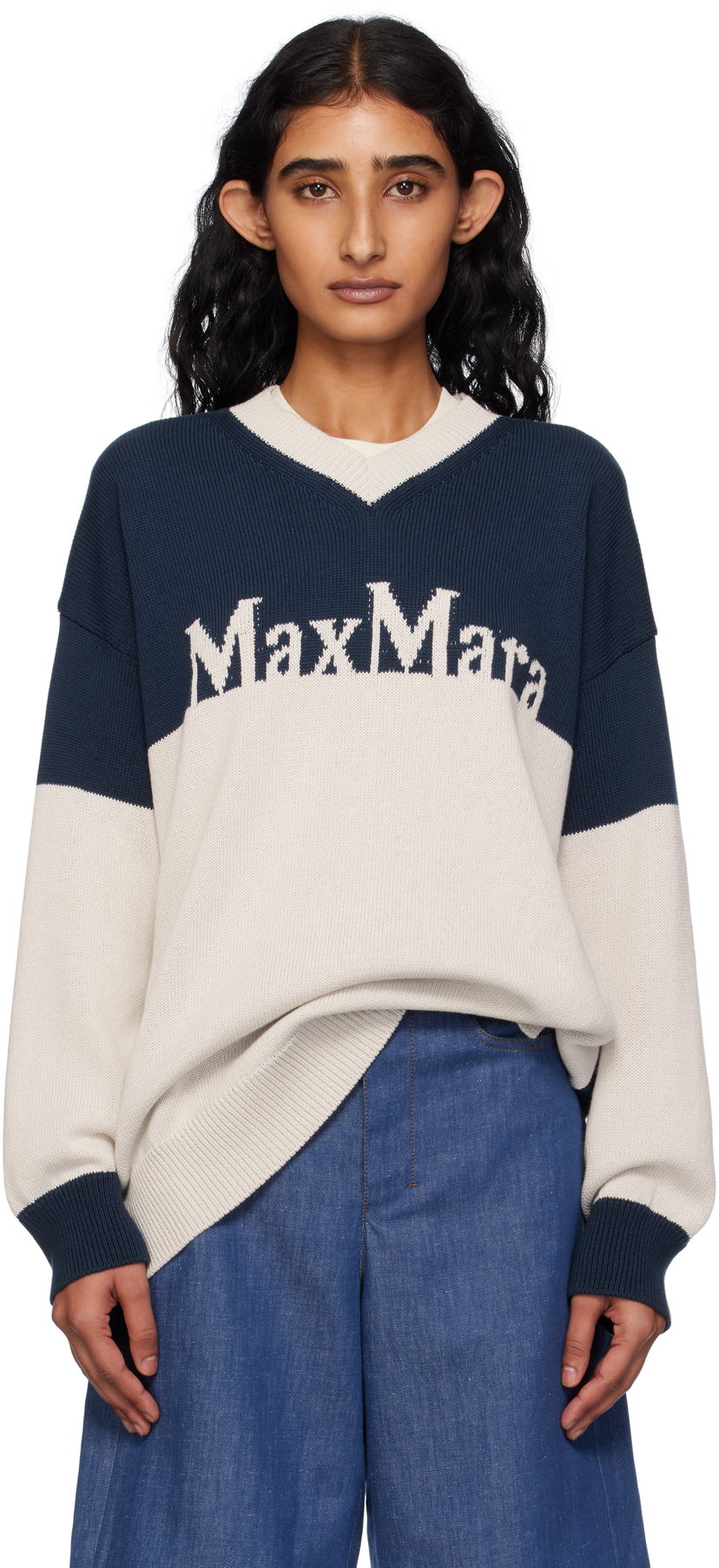 Pleteni pulover Max Mara Max Mara Luigi Colorblock Sweater Bež | 2519361043600