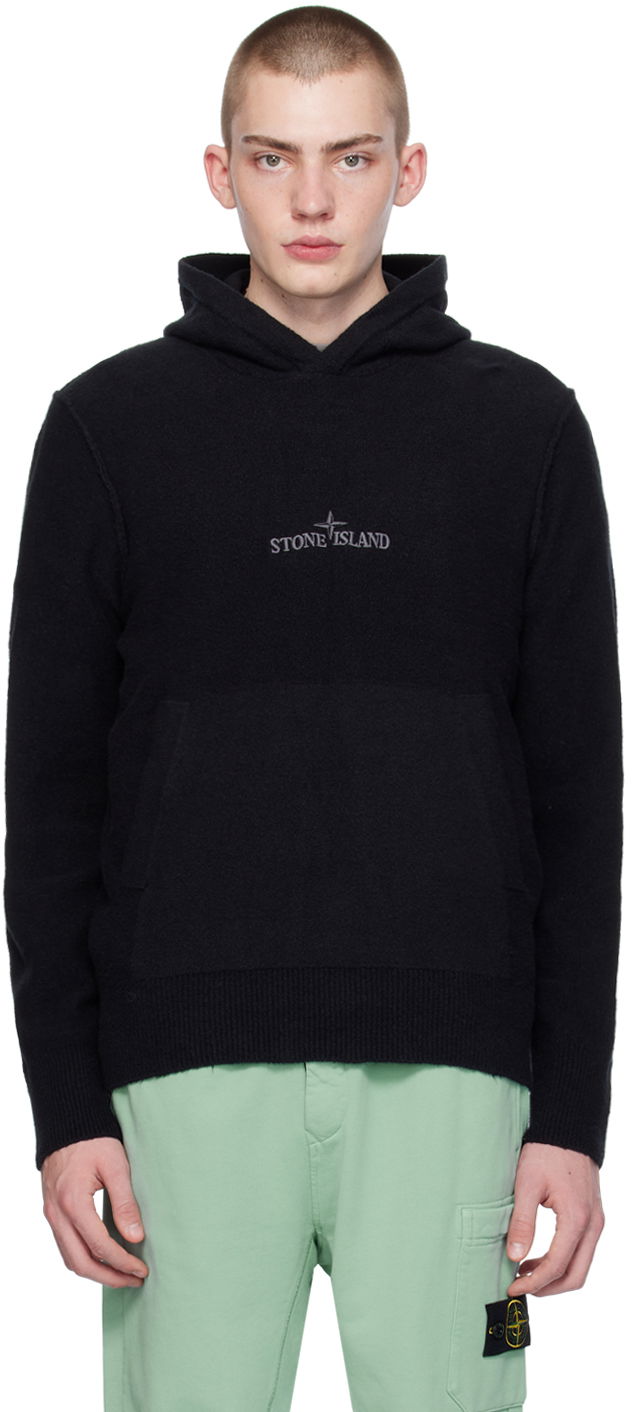 Pulover Stone Island Embroidered Hoodie Črna | 8015513D2, 0
