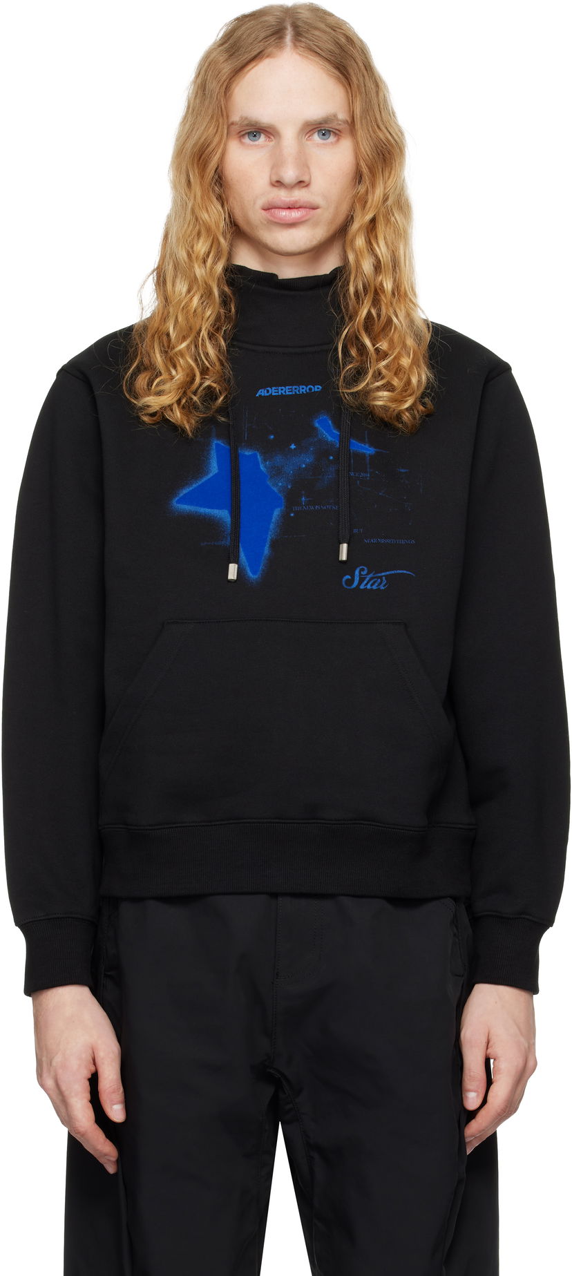 Pulover ADER ERROR Graphic Print Hoodie Črna | BN01FWHD0103BK