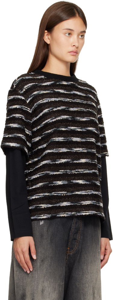 Pleteni pulover Andersson Bell Textured Striped Short-Sleeve Layered Sweater Večbarvna | atb1373u, 1