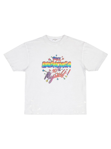 Majica Balenciaga 90/10 Large Fit Vintage T-Shirt Bela | 641655TMVH39012