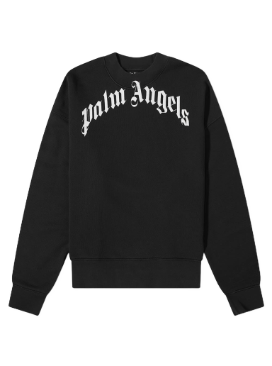 Pulover Palm Angels Curved Logo Crew Sweat Črna | PMBA026C99FLE0071001
