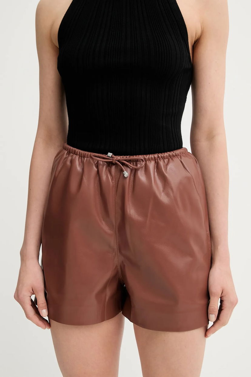 Kratke hlače Nanushka Nanushka ANIELA High-Waist Leather Shorts Rjava | NW25SSST21875