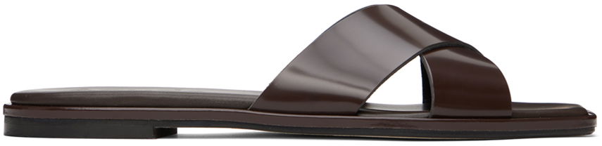 Modni dodatki Aeyde Aeyde Sonia Leather Cross-Strap Sandals Rjava | A11-FS-BRNS08FL62-SS24-953-028, 0