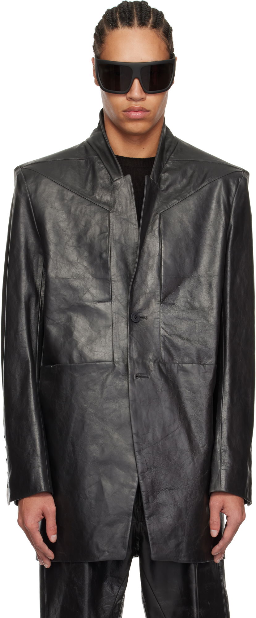 Jakna Rick Owens Rick Owens Hollywood Lido Leather Jacket Črna | RU01E5753 LTP