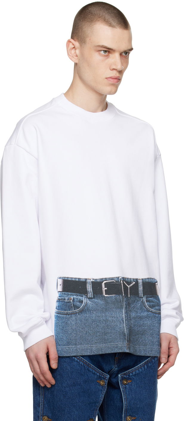 Pleteni pulover Y/PROJECT Jean Paul Gaultier Edition Printed Sweatshirt Bela | YPJPGSWEAT3-S24, 1