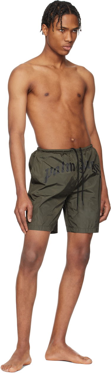 Kopalke Palm Angels Palm Angels Curved Logo Swim Shorts Zelena | PMFD018S25FAB0015610, 3