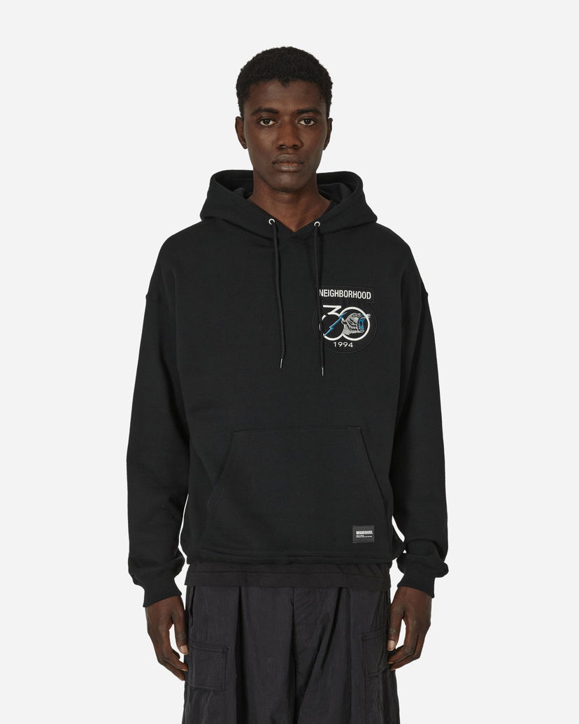 Pulover Neighborhood Patched Hooded Sweatshirt Black Črna | 241UWNH-CSM01S BK