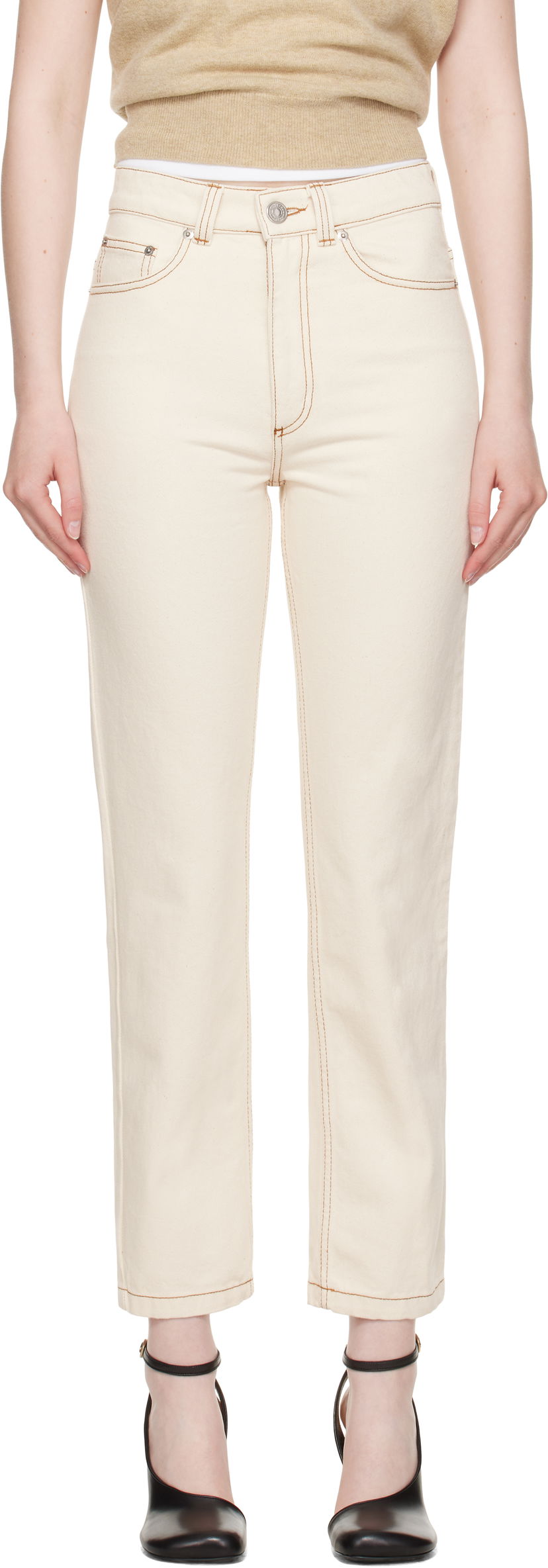 Kavbojke AMI AMI Paris Classic Fit Jeans Bež | FTR031.DE0039