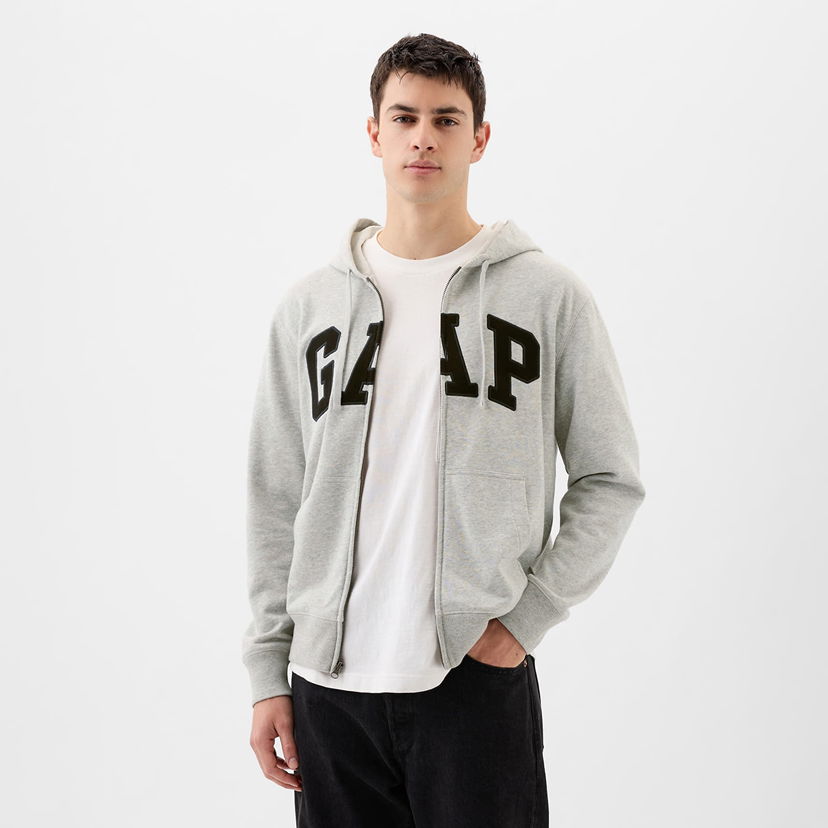Pulover GAP French Terry Fullzip Logo Hoodie B08 Siva | 868454-02