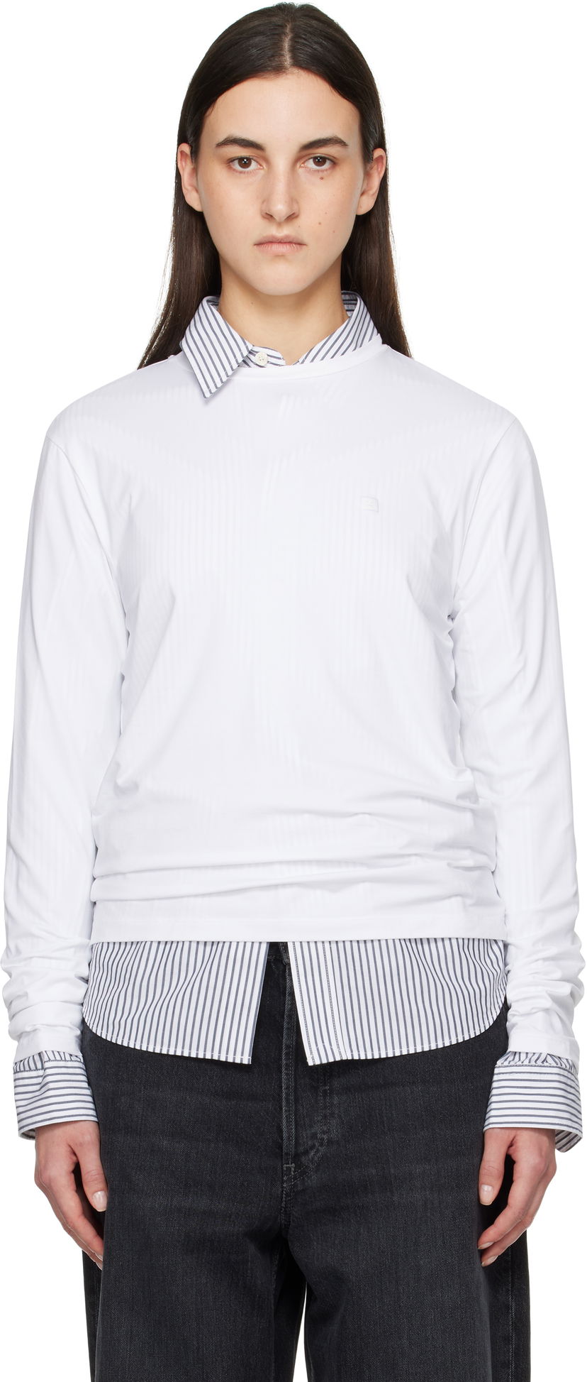 Pleteni pulover Acne Studios Acne Studios Long Sleeve T-Shirt Bela | CL0311-