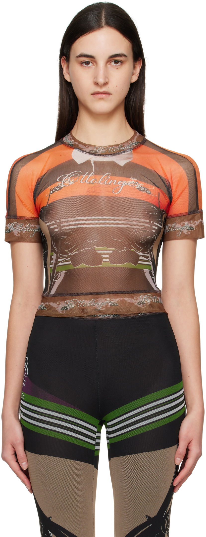 Majica Ottolinger Ottolinger Mesh Graphic T-Shirt Rjava | 10110040101