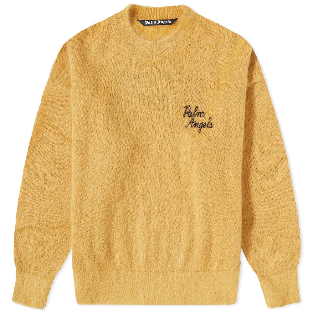 Pleteni pulover Palm Angels Back Palm Mohair Crewneck Rumena | PMHE007F22KNI0026118, 0