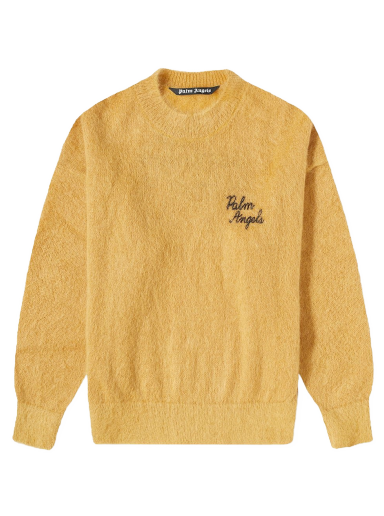 Pleteni pulover Palm Angels Back Palm Mohair Crewneck Rumena | PMHE007F22KNI0026118
