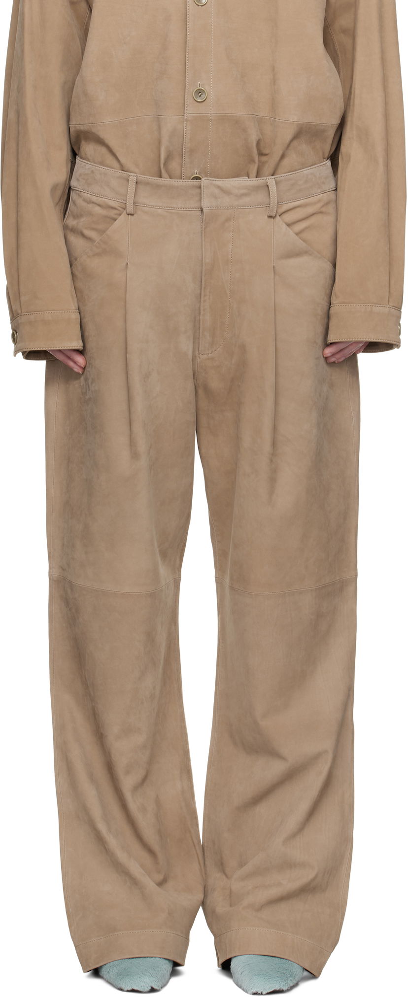 Hlače Entire Studios Entire Studios DC Suede Trousers Bež | ES2668SS