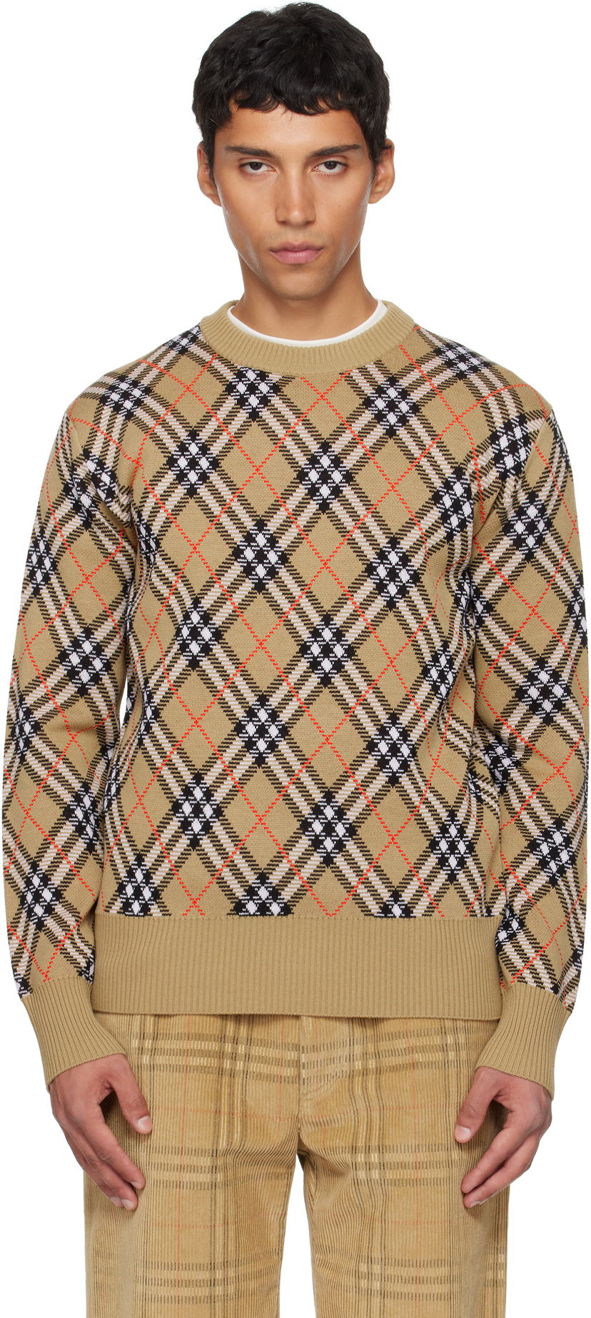 Pleteni pulover Burberry Burberry Check Snowdon Sweater Bež | 8110189