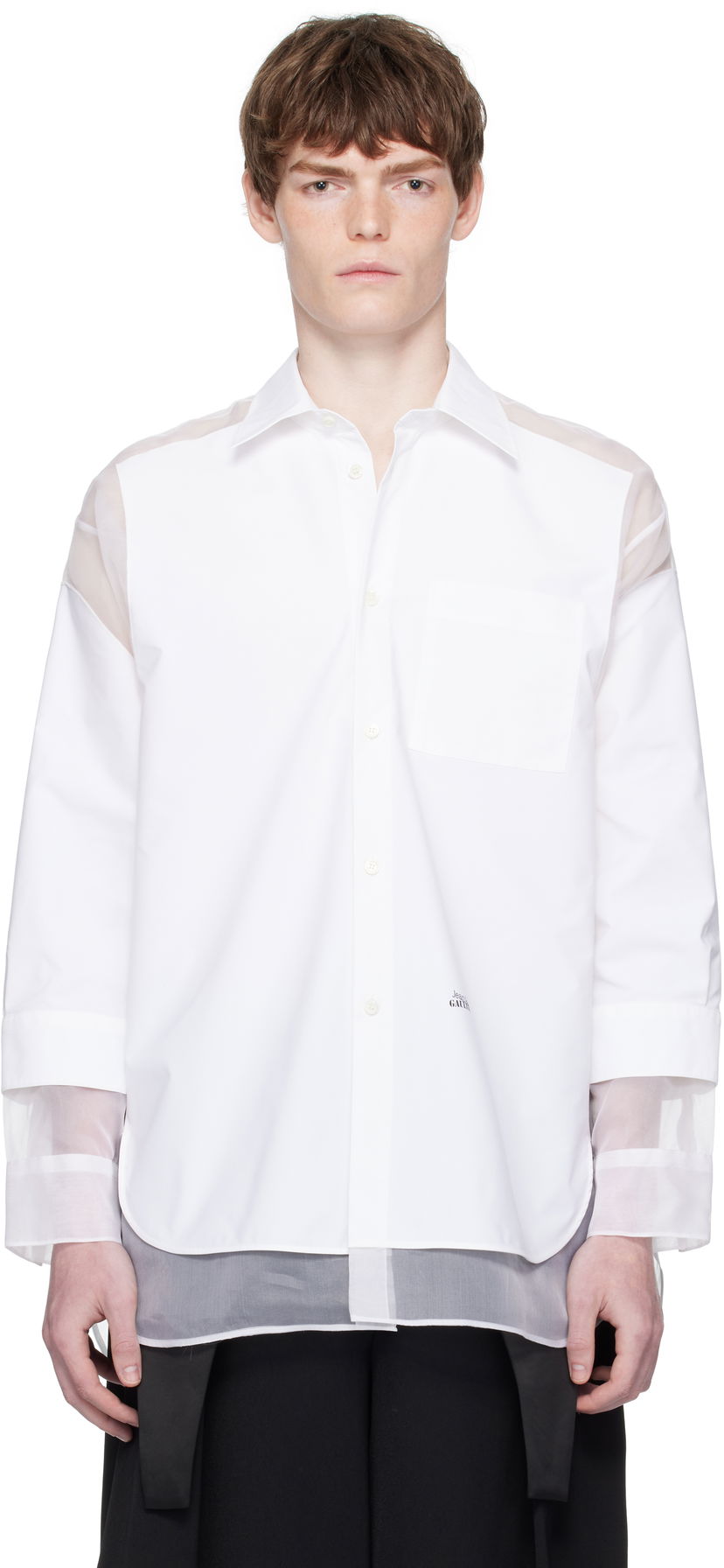 Srajce Jean Paul Gaultier Jean Paul Gaultier 'The Petit Grand' Double Layered Shirt Bela | 25/03-U-ST035-C075-01