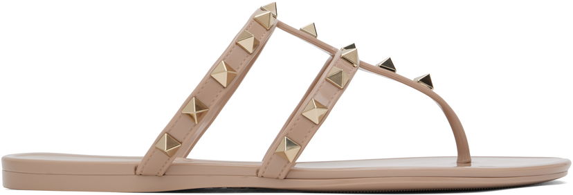 Nega čevljev Valentino Valentino Garavani Rockstud Thong Sandals Bež | 6W2S0T84PVS