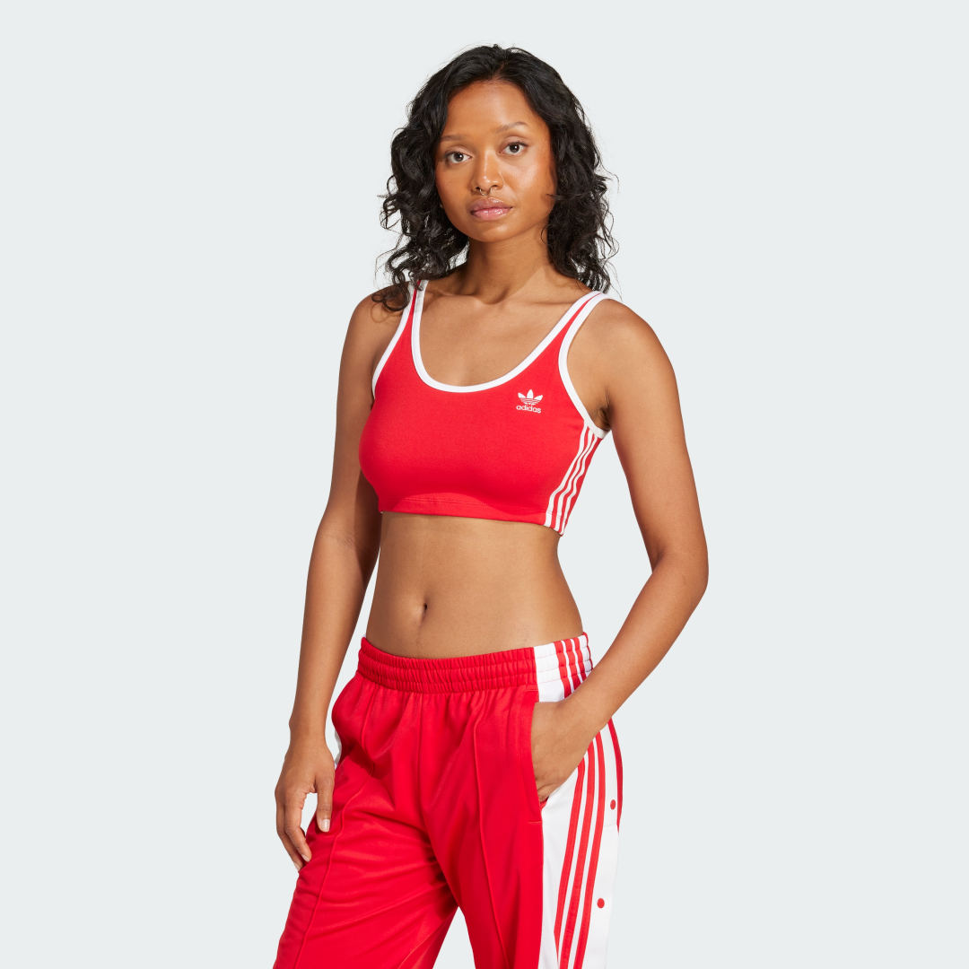 Modrček adidas Performance Adicolor 3-Stripes Bra Top Rdeča | JD4615, 0