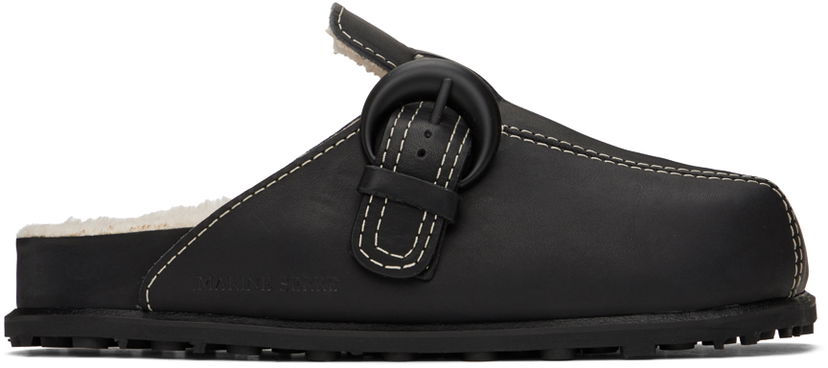 Oblačila Marine Serre Marine Serre Square Toe Shearling Slippers Črna | MFW013-BK99