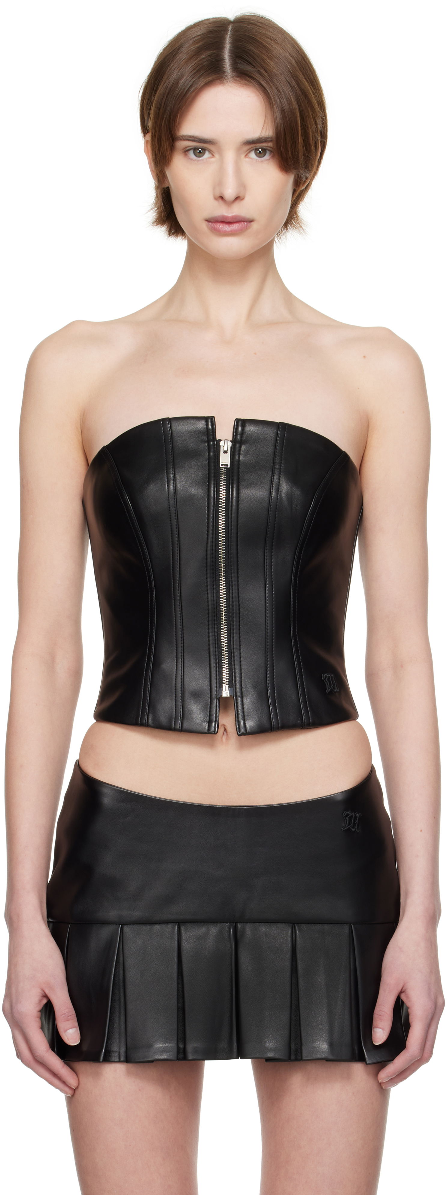 Majica brez rokavov MISBHV MISBHV Faux-Leather Zip Top Črna | 250W142, 0
