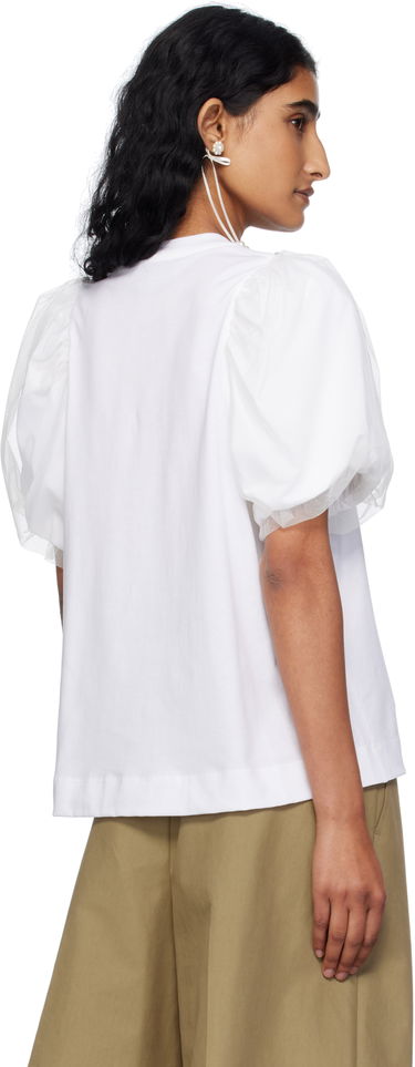 Majica Simone Rocha Simone Rocha Embellished Tulle Overlay Puff Sleeve T-Shirt Črna | 5397B 0553, 4