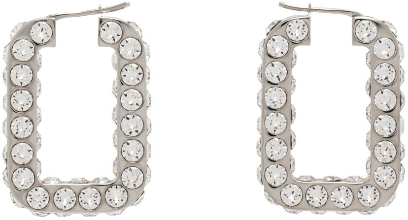 Uhani Amina Muaddi Crystals Hoop Earrings Kovinski | CHARLOTTE HOOP