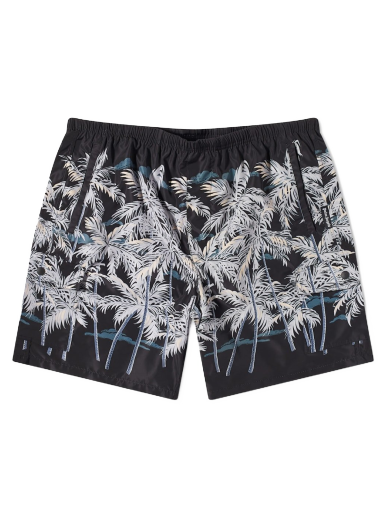 Kopalke Palm Angels Palm Print Swim Short Črna | PMFA005S22FAB0081003