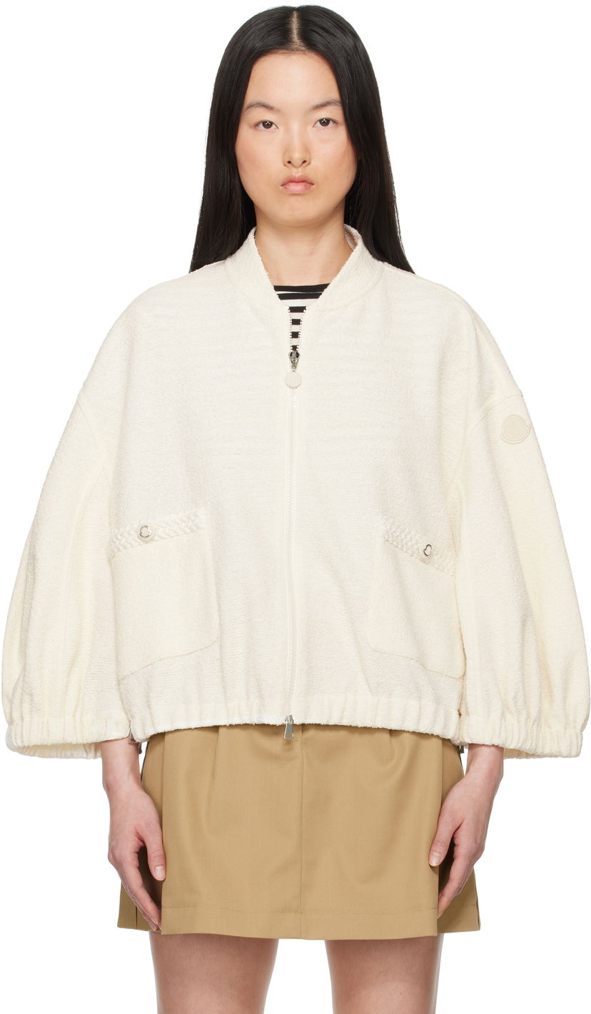Bomber jakna Moncler Moncler Zip-Up Bouclé Jacket Bela | K10938G0002889AWR