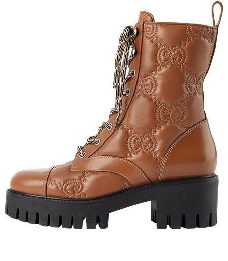 Superge in čevlji Gucci Quilted Lace-Up Boots Rjava | 718386-DS8U0-2741