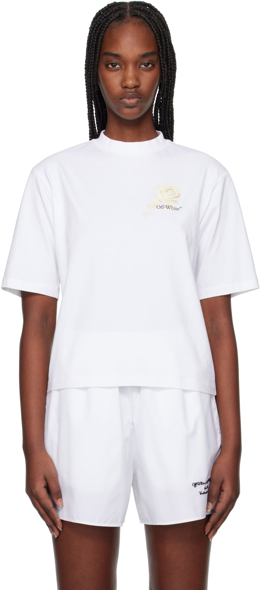 Majica Off-White Off-White Roses Arrows Boxy T-Shirt Bela | OWAA124S25JER0010110