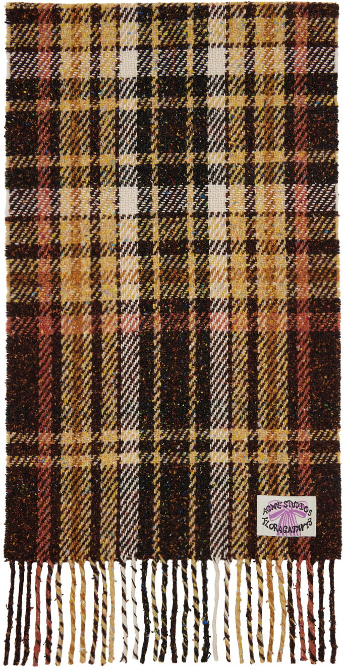 Šala Acne Studios Plaid Fringe Scarf Rjava | CA0325-
