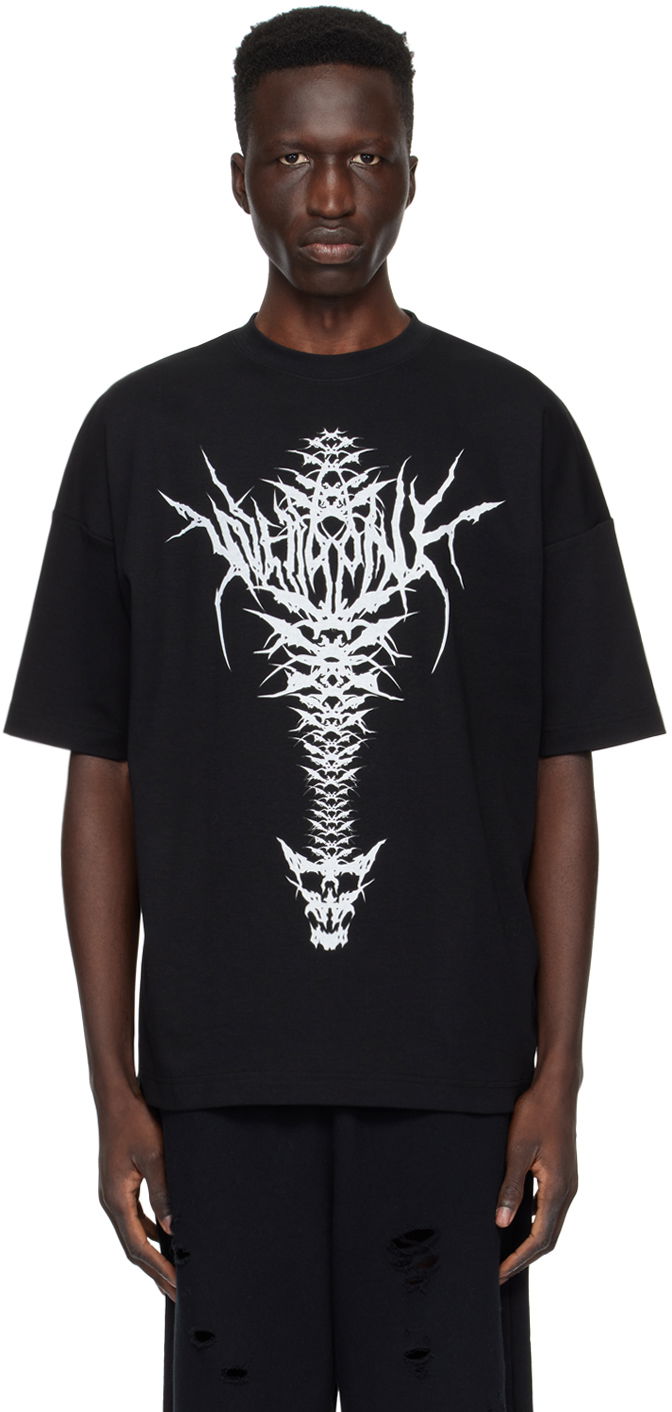 Majica We11done We11done Spine Skull Graphic T-Shirt Črna | WD-TT1-24-720-U-BK