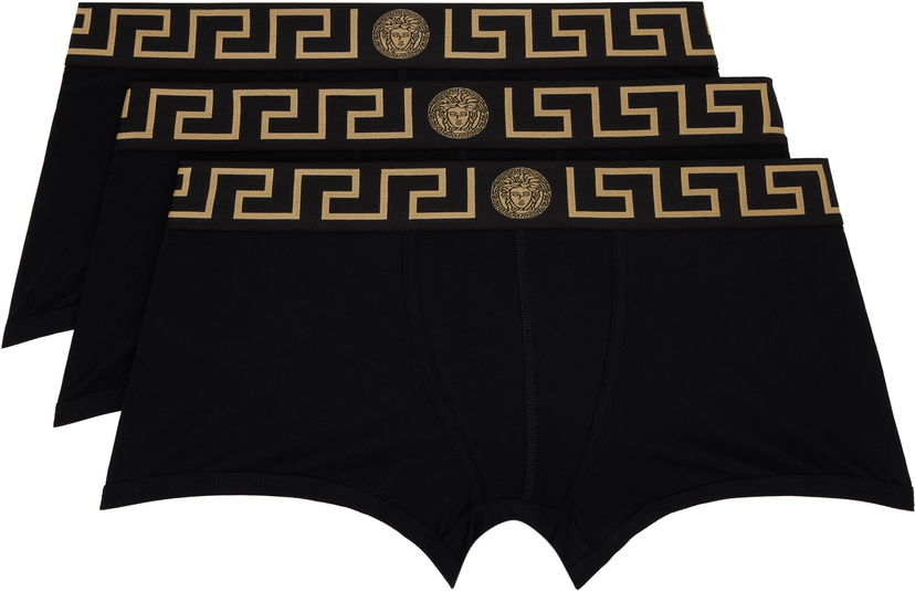 Boksarice Versace Three-Pack Boxer Briefs With Greca Border Črna | AU10326_1A10011