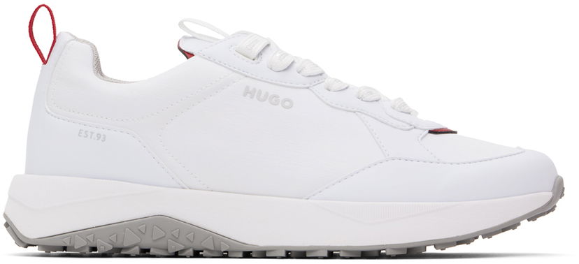 Oblačila BOSS Hugo White Mixed Material Lace-Up Sneakers Bela | 50517265