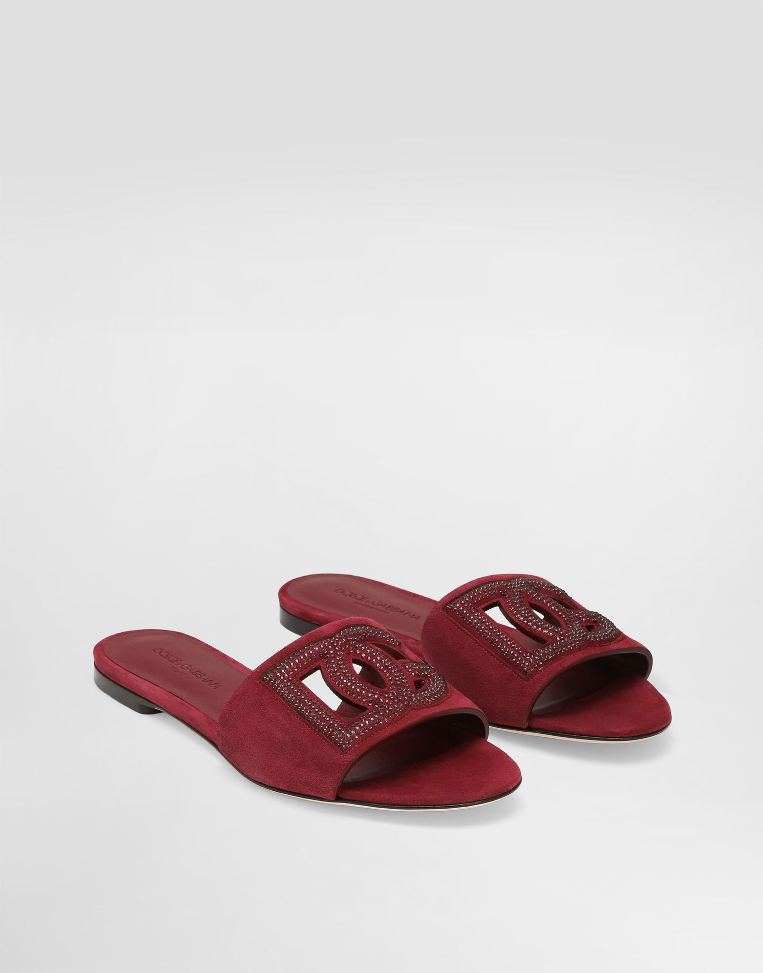 Modni dodatki Dolce & Gabbana Dolce & Gabbana Suede Rhinestone Slides Bordo | CQ0666AV1488G305, 1