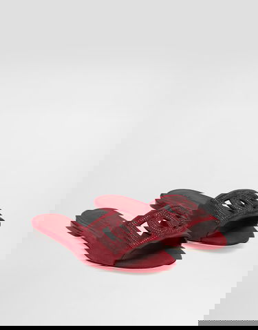 Modni dodatki Dolce & Gabbana Dolce & Gabbana Suede Rhinestone Slides Bordo | CQ0666AV1488G305, 1