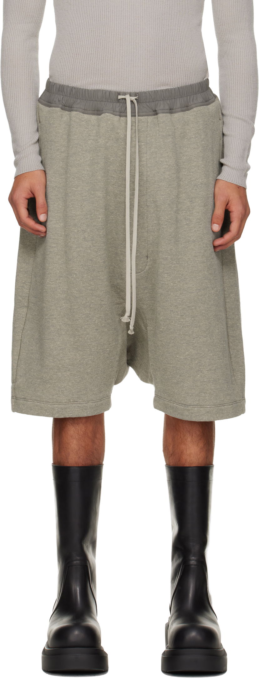 Kratke hlače Rick Owens DRKSHDW Concordians Drawstring Pods Shorts Siva | DU02E7380 FGM
