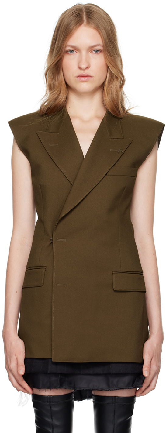 Jakna Maison Margiela Double-Breasted Twill Vest Zelena | S62FB0067 M35222