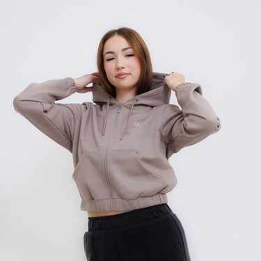 Pulover GUESS Guess Roberta Full Zip Cropped Hoodie Rjava | V5RQ20KC3D2-A120, 0