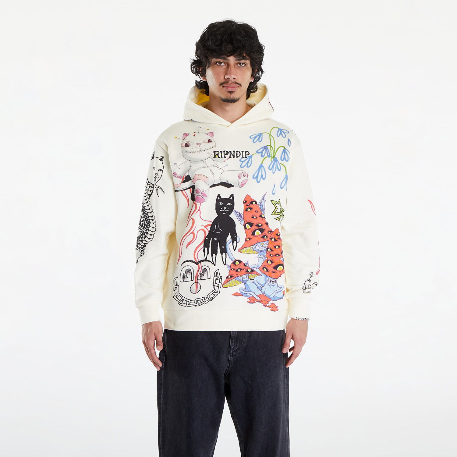 Pulover RIPNDIP Travis Hoodie Off White Bela | RNDSPR24113, 0