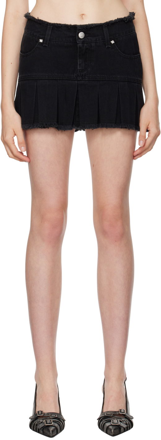 Krila MISBHV Pleated Denim Miniskirt Črna | 241W863