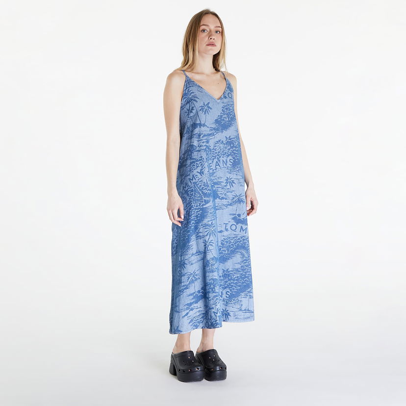Obleke Tommy Hilfiger Chambray Sleeveless Maxi Dress Hawaiian Denim Laser Modra | DW0DW17950 0GY