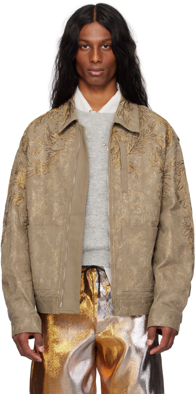 Jakna Dries Van Noten Dries Van Noten Embroidered Jacket Bež | 251-020542-1046