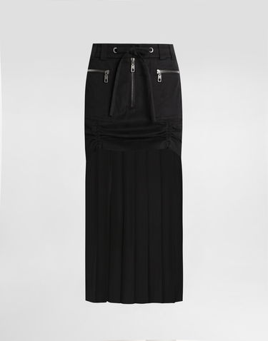 Krila Dolce & Gabbana Dolce & Gabbana Twill Midi Skirt with Chiffon Črna | F4DAOTGDDHVN0000, 0