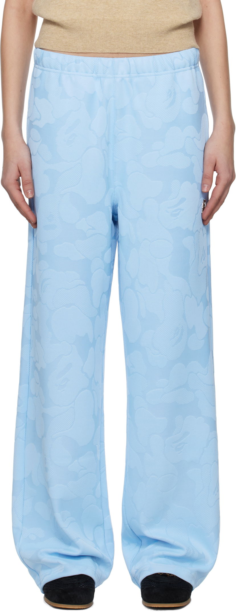 Trenirka BAPE A Bathing Ape Camo Jacquard One Point Wide Lounge Pants Modra | 001PTL302005L