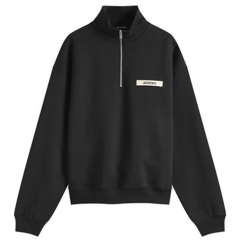 Pulover Jacquemus Jacquemus Grosgrain Zip Sweatshirt, Size Large Črna | 25ESSM00313AJ00174-990