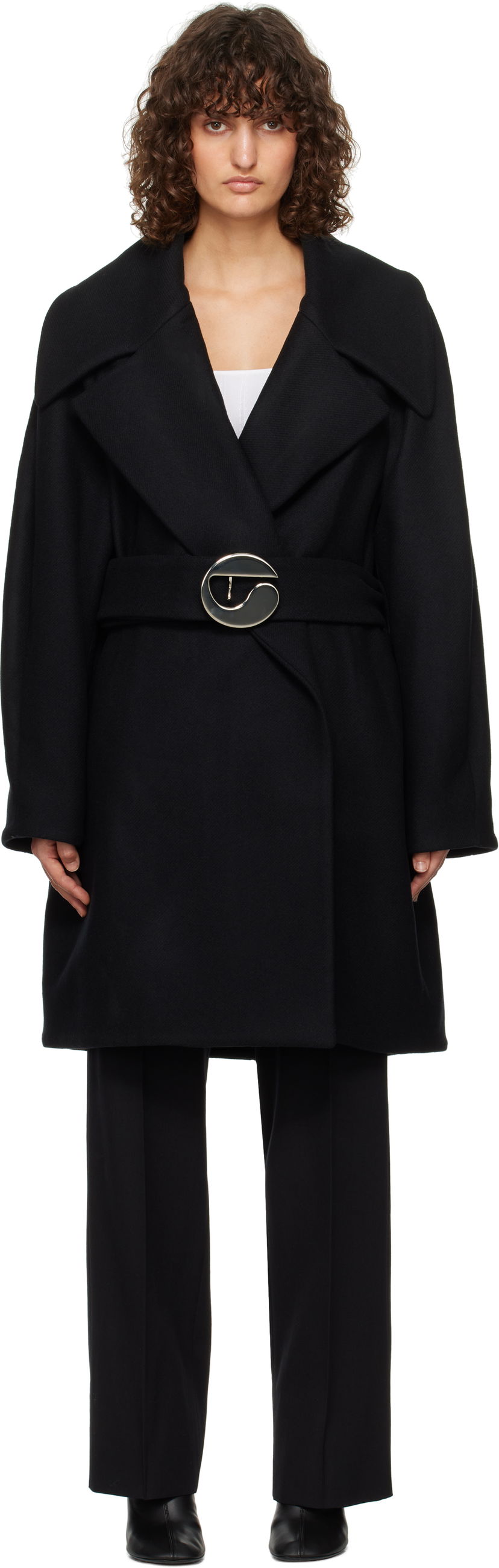 Plašči Coperni Coperni Oversized Belted Coat Črna | COPM06BISF1006