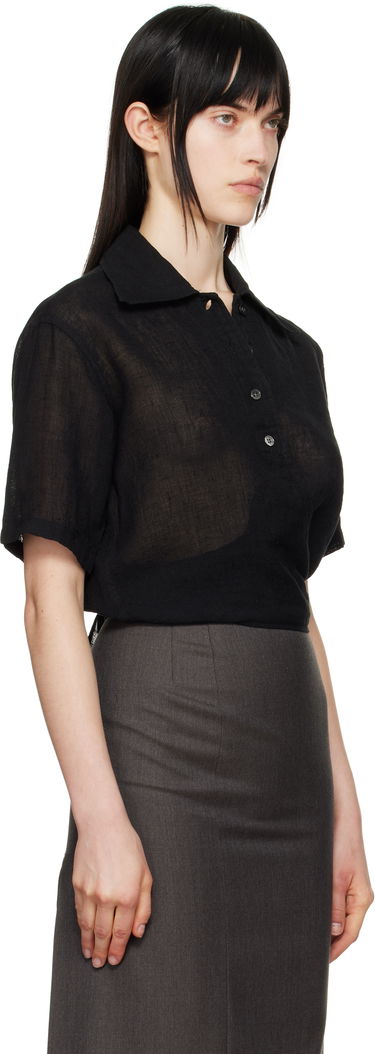 Polo majica OUR LEGACY Our Legacy Nannas Linen Polo Shirt Črna | W2252NB, 1
