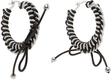 Uhani Chopova Lowena Nimbus Mini Hoop Earrings with Leather Braid Črna | 6510, 1